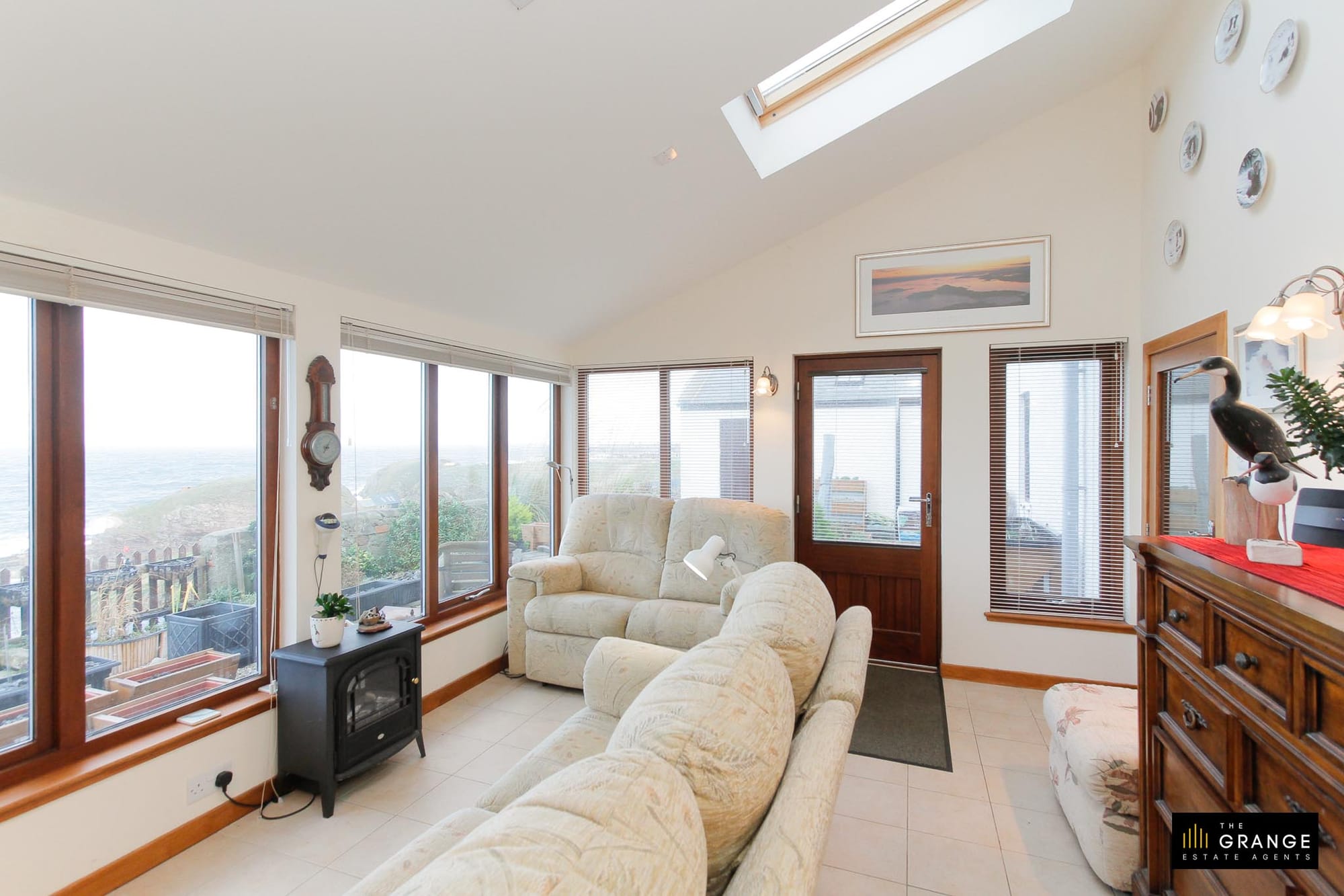 Living room with panoramic sea views