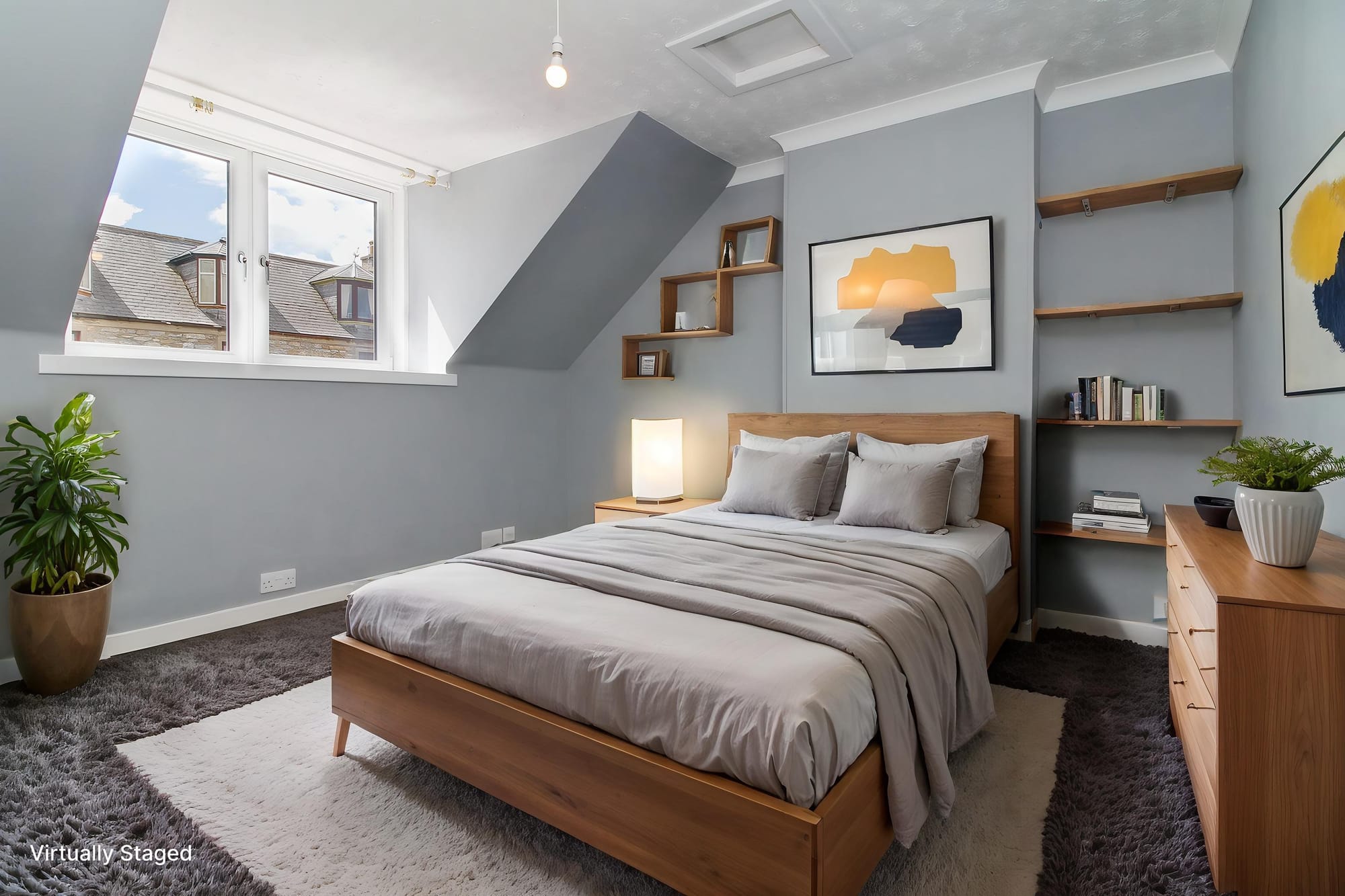 Bedroom 1, virtually staged as a bedroom