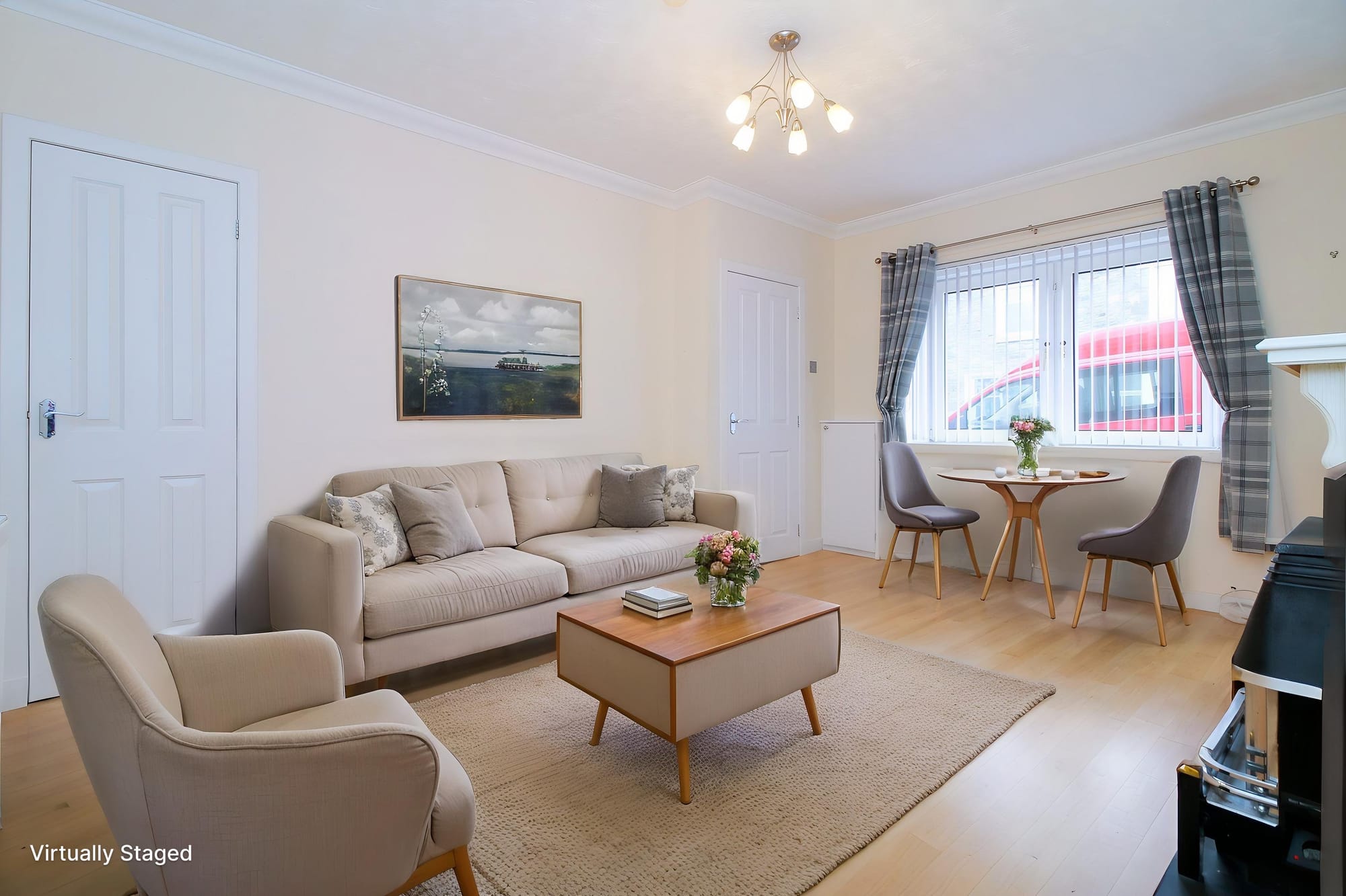 Living room, virtually staged