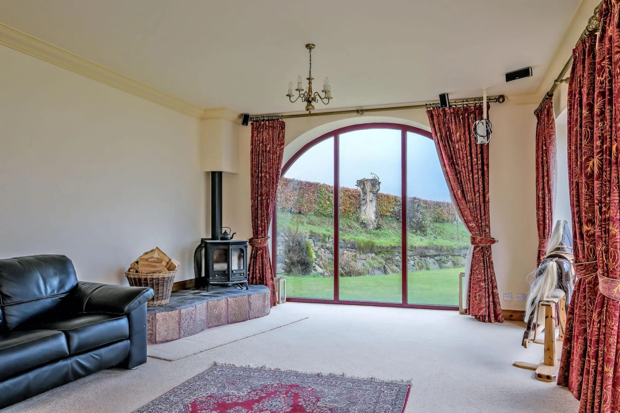 Living room with wood-burning stove