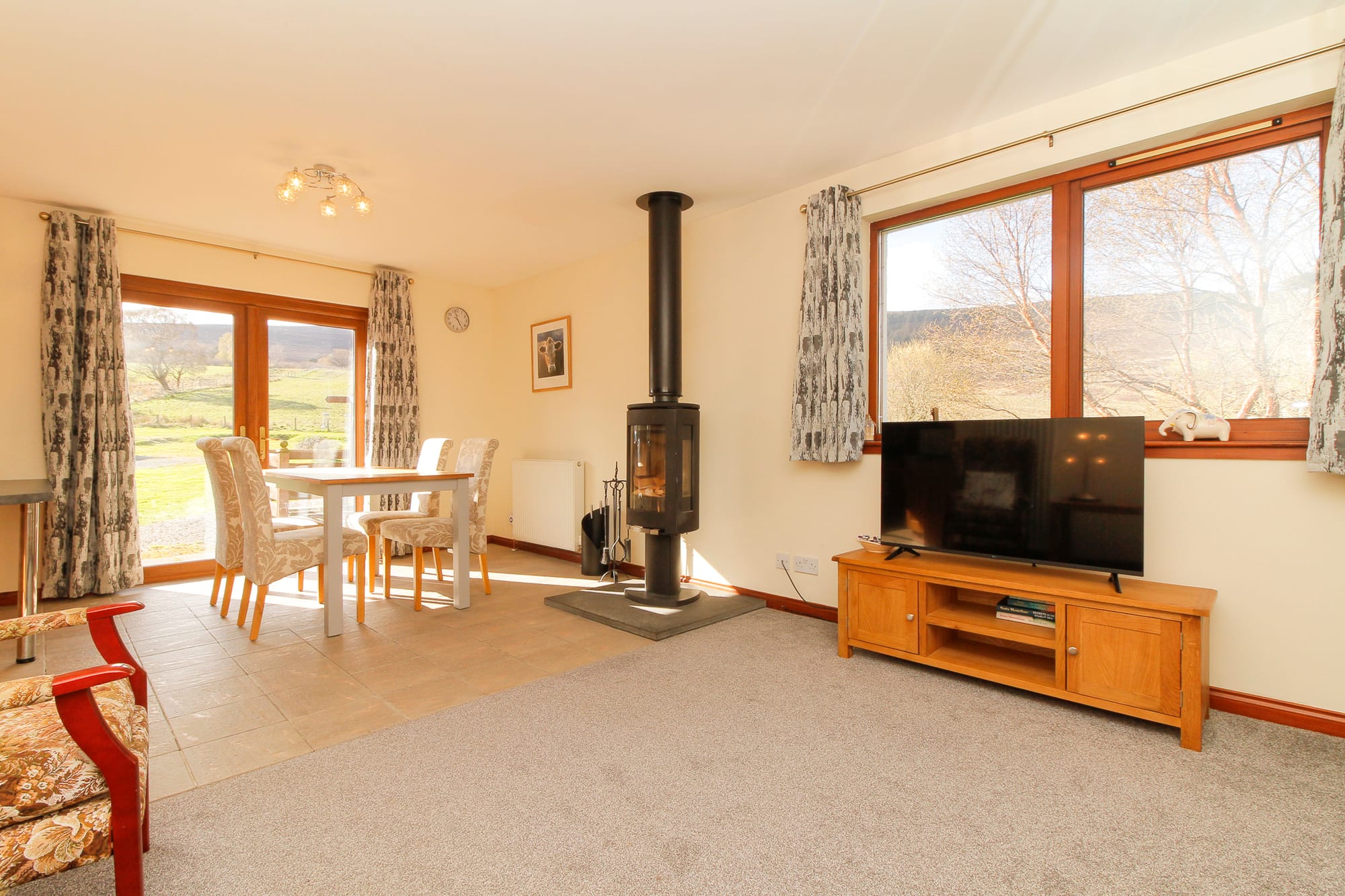 Living room with wood-burning stove