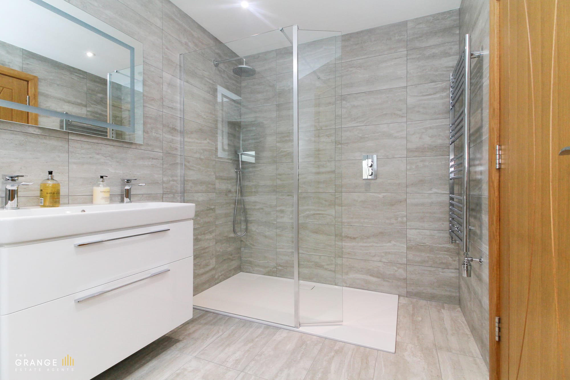 Family bathroom with twin vanity