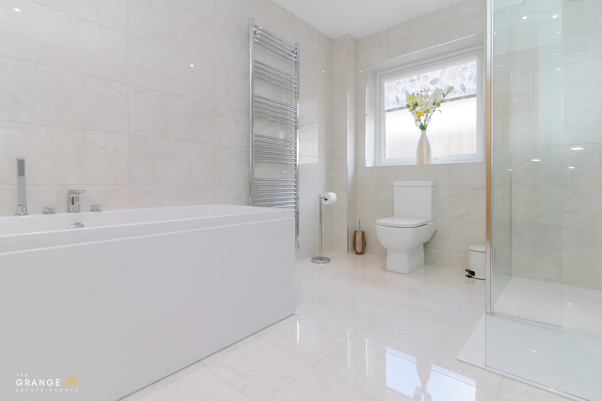Bathroom with freestanding bath