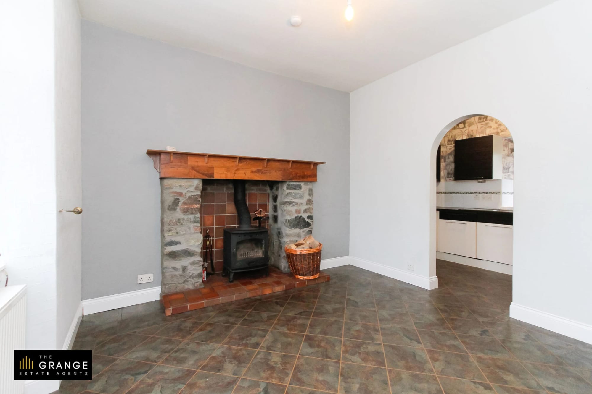 Living room with wood-burning stove