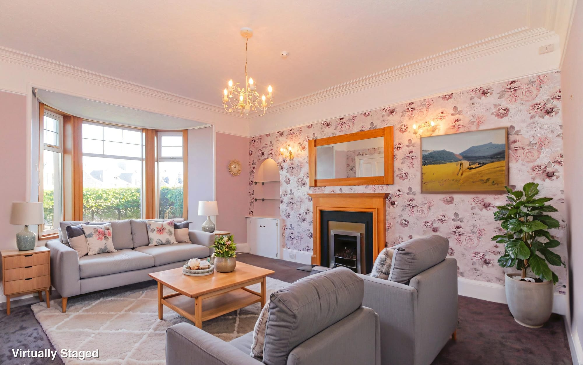 Sitting room, virtually staged
