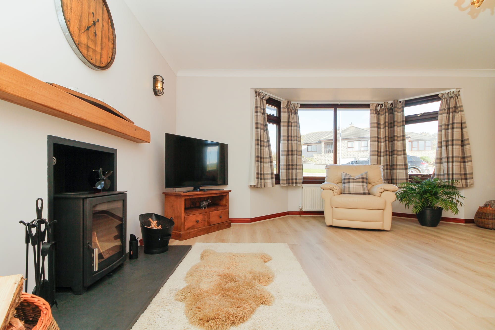 Living room with sea views